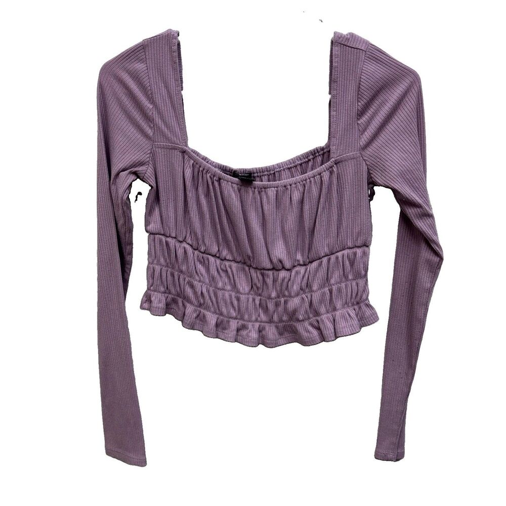 Forever 21 Lilac Fairy Coquette Feminine Ribbed S Party Going Out Crop Top Ruch